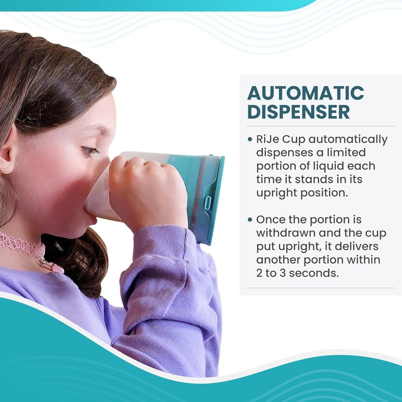 RJE Petite Dysphagia Regulating Drinking Cup for Difficulty Swallowing Disorders (5 oz) – Controlled Sips Cup Prevents Aspiration - 2 Handles for Secure Grip - Adjustable 4cc-12cc, Made in Canada - Image 3